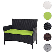 Mendler Serie Halden per l'esterno Divano Sofa 2 posti polyrattan Antracite con Cuscino Verde