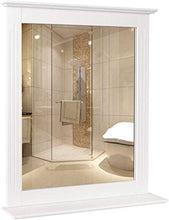 HCMNME Specchio da Bagno 50 × 60 cm con ripiano a Parete ripiano rettangolo Bianco