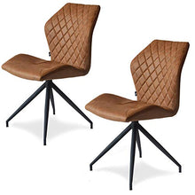 Damiware Rocky – Set di 2 sedie sala da pranzo Comfort rivestimento in tessuto (Cognac)