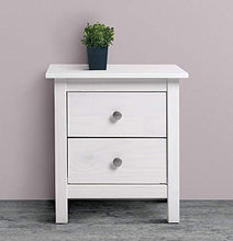 VS Venta-stock Comodino Berna Bianco con 2 cassetti, Realizzato in Pino Massiccio