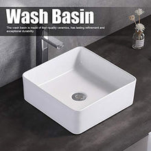 Zerone Lavabo quadrato in ceramica, lavabo, lavabo, moderno, bianco, 38 x 38 x 13,3 cm