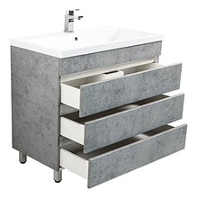 Mobile bagno a terra Via 90 grigio cemento , 3 cassetti senza maniglie