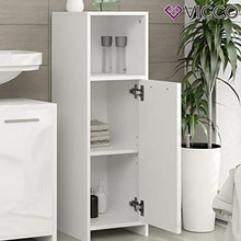Vicco Mobiletto bagno medio Kiko Armadietto bagno Bianco/Cemento/Bianco lucido