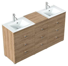 Mobile bagno a terra Vitro Classic con lavabo in vetro rovere chiaro
