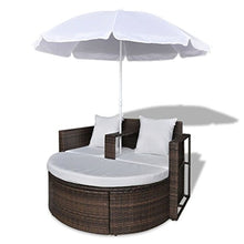 D&S Vertriebs GmbH - Set Lounge da Giardino in polyrattan con ombrellone, Colore: Marrone