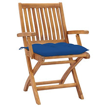 vidaXL Sedie da Giardino 2 pz con Cuscini Blu in Massello di Teak