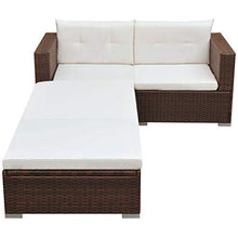 FAMIROSA Set Divani da Giardino 3 pz con Cuscini in Polyrattan Marrone-2747