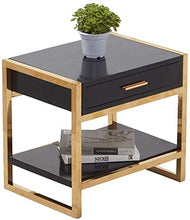 YGH Americana Comodino, Divano Ad Angolo, Diversi Tavoli Lampada, Ferro Tavolino, Gold Frame, Legno Solido Piazza Governo, Dimensioni 50x40x50CM Comodino (Colore: Nero)
