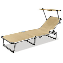 VERDELOOK Lettino Pieghevole Viareggio con Parasole 187x60x30 cm, Ecrù, Giardino Esterni