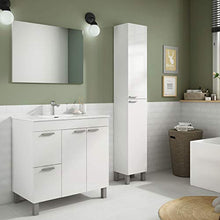 13Casa Atena B8 Set Mobile Bagno e Specchio, Melamina, Bianco