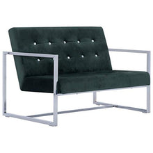 vidaXL Divano a 2 Posti con Braccioli Design Originale Moderno Elegante Robusto Confortevole Durevole Sicuro Velluto Sofà Canapè Verde Scuro Cromato