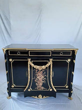 Louises - Cassettiera stile barocco Rokoko, stile antico, colore: nero con oro larghezza 125 cm