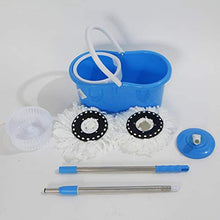 SSAYY Spray Mop Spin Mop con Secchio Doppie Teste per Mop Manico per Mop Estensibile Blu per Riporlo Facilmente