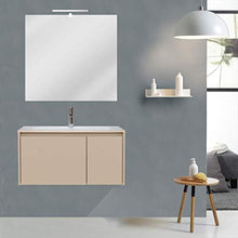 OrionShop Mobile Bagno Sospeso Leda da 80cm Tortora Opaco con Lavabo Specchio e Lampada LED Inclusi