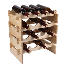 WAN Supporto per Rack da 4 Piedi in Legno di Pino Naturale con Supporto da Tavolo Organizer da appoggio per Vino in Legno impilabile da 16 Bottiglie Supporto da scaffale per Vino modulare per cu