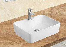 1 lavabo in ceramica, rettangolare, lavabo in ceramica, bianco, 48 cm x 37 cm