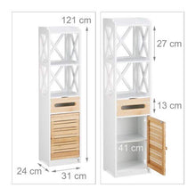 Relaxdays 10020975 Mobile a Colonna Alto con 6 Mensole, Armadio Multiuso per Bagno e Cucina, Stretto, per Nicchie, Bianco