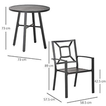 Set Tavolino e 2 Sedie da Giardino in Acciaio Nero