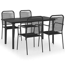 SKM Set da Pranzo da Giardino 5 pz Nero in Vetro e Acciaio (40.57kg)