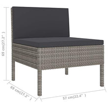 SKM Set Divani da Giardino 3 pz con Cuscini in Polyrattan Grigio (19.5kg)