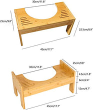 AIMAIBUMAI Sgabello da bagno pieghevole in bambù, altezza regolabile 45 x 25 x 22,5 cm
