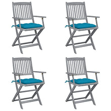 vidaXL Sedie da Giardino Pieghevoli 4pz con Cuscini in Massello Acacia