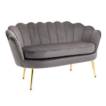 homcom Divano 2 Posti in Velluto e Gambe in Metallo, Arredamento Vintage Casa e Ufficio, 130x63x73cm Grigio