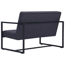 vidaXL Divano a 2 Posti con Braccioli Relax Elegante Industriale Moderno Sofa Grigio Scuro in Acciaio e Tessuto Telaio Legno Gambe Acciaio