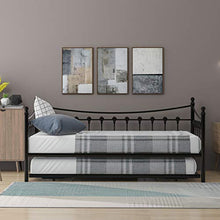 jeerbly Daybed - Letto per gli ospiti, in metallo, con letto allungabile, per camera degli ospiti, per camera dei bambini, colore nero (190 x 90 cm)