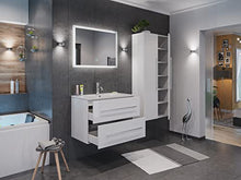 Set di mobili da bagno Firenze 80 (4 parti/B) bianco lucido e specchio a LED