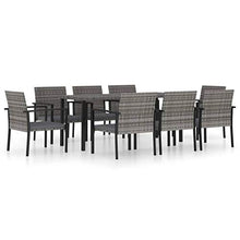 SKM Set da Pranzo da Giardino 9 pz in Polyrattan Grigio (64.55kg)