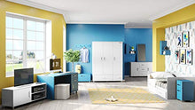 Miami Kleiderschrank 3-türig 2 Ante con Chiusura rallentata e 1 cassetto Completamente Estraibile, con Armadio e Ripiani, Legno, Grigio Chiaro Metallizzato, 52 x 146 x 200 cm