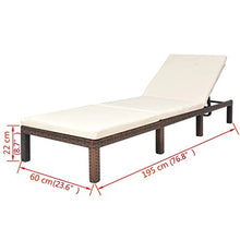 vidaXL Lettino Prendisole Regolabile con Cuscino in Polyrattan Marrone Sdraio