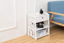 NYDZDM Comodino da Tavolo, Comodino Bianco con Ripiani E Cassetto - Stile Uccello Compatto, 42 X 26 X 50 Cm