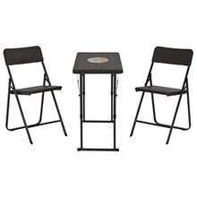 SKM Set da Bistrot 3 pz Pieghevole in HDPE Marrone Stile Rattan (15.55kg)