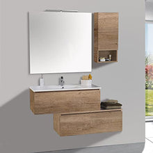 mazzoni Mobile da Bagno Sospeso 100cm Pensile P18cm Boston 15 Noce Chiaro Frassinato