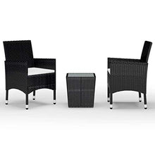 FAMIROSA Set da Bistrot per Giardino 3 pz in Polyrattan e Vetro Nero-8358