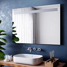 SIRHONA - Specchio da bagno, 100 x 70 cm, con interruttore touch, anti-appannamento, illuminazione integrata, colore: bianco freddo