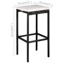 Tidyard Set da Bar da Giardino 5 pz con Cuscini in Polyrattan Nero,Set da Giardino da Bar,Set da Bar,per Giardini, Cortili, Terrazze