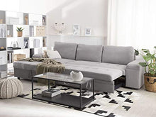 Beliani Divano Letto Angolare Destro con Contenitore in Tessuto Grigio Chiaro Kiruna