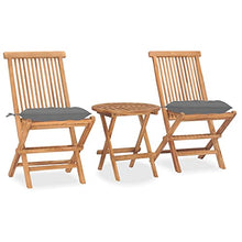 vidaXL Set da Pranzo Giardino Pieghevole 3 pz Cuscino Massello di Teak