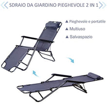 Outsunny Lettino Sdraio Pieghevole da Giardino, Mare, Spiaggia, Piscina, Chaise Longue Richiudibile con Braccioli, Grigio