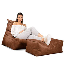 Lounge Pug, Pouf Poggiapiedi Gigante, Pelle Effetto Vintage Tenné