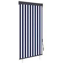 vidaXL - Tenda avvolgibile per esterni, 100 x 250 cm, colore: blu e bianco