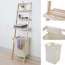 Mendler Scaffale con cesta portabiancheria HWC-B59 3 Ripiani Legno di Abete