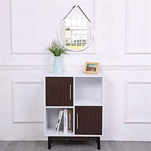 YICHOU Specchio Vanity. Specchi a Parete Rotonde appese per Bagno e Camera da Letto-Solid Bamboo e Cinturino in Pelle Regolabile (Bianco, 15 Pollici)
