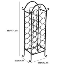 Porta Bottiglie in ferro, Scaffale a forma ad curvo per Vino Cantinetta Portabottiglie per 21 Bottiglie, 20 x 34 x 88 cm