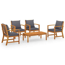 FAMIROSA Set Divani da Giardino 5 pz con Cuscini in Massello di Acacia-7791