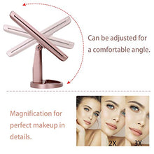 deweisn Specchio Trucco con 21 LEDs, Specchio di Vanity Trifold Ruota di 180° Ingrandimento 1x / 2X / 3X Specchio per Il con Touchscreen per Il Trucco e la Cura della Pelle (Oro Rosa)