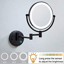 MRJ Specchio Ingranditore da Parete con Ingrandimento 10X/1X USB Ricaricabile Specchio Trucco con Luci Luminosità Regolabile Specchio Estensibile da Bagno Rotazione a 360°, Nero